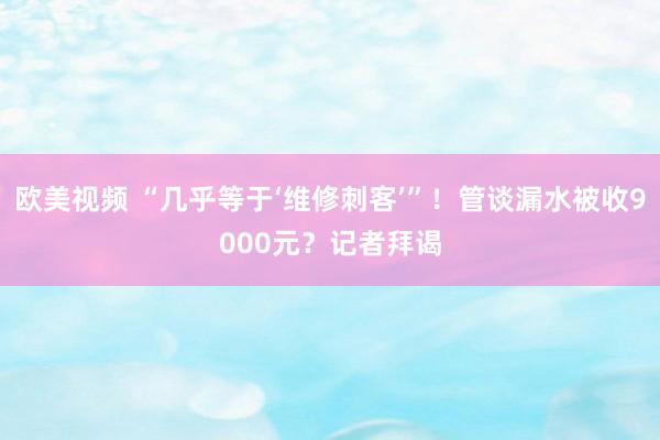 欧美视频 “几乎等于‘维修刺客’”！管谈漏水被收9000元？记者拜谒