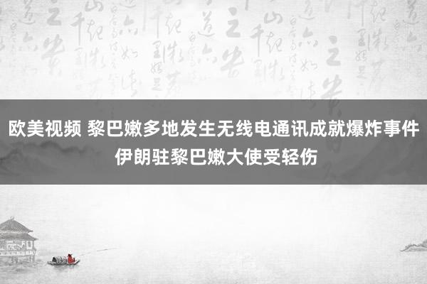 欧美视频 黎巴嫩多地发生无线电通讯成就爆炸事件 伊朗驻黎巴嫩大使受轻伤