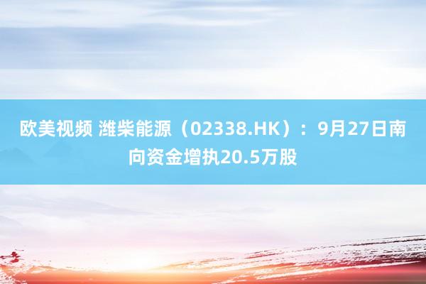 欧美视频 潍柴能源（02338.HK）：9月27日南向资金增执20.5万股