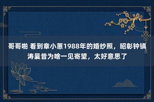 哥哥啪 看到章小蕙1988年的婚纱照，昭彰钟镇涛曩昔为啥一见寄望，太好意思了