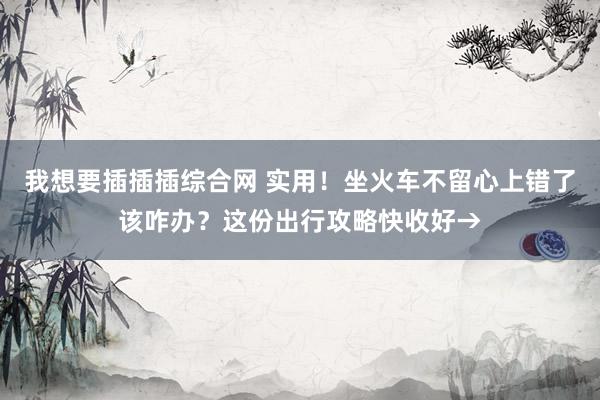 我想要插插插综合网 实用！坐火车不留心上错了该咋办？这份出行攻略快收好→