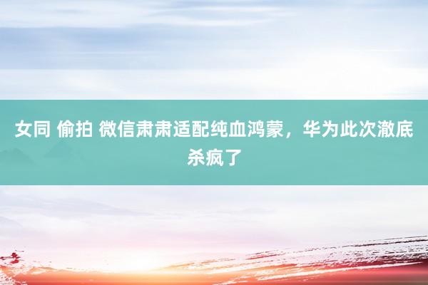 女同 偷拍 微信肃肃适配纯血鸿蒙，华为此次澈底杀疯了