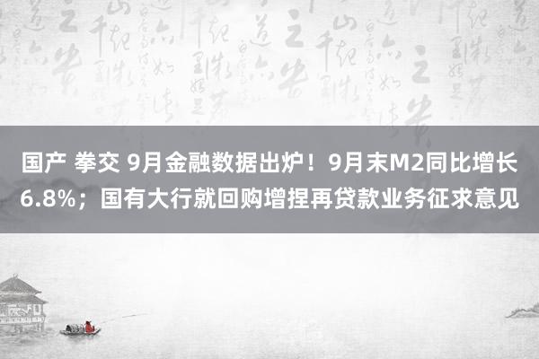 国产 拳交 9月金融数据出炉！9月末M2同比增长6.8%；国有大行就回购增捏再贷款业务征求意见