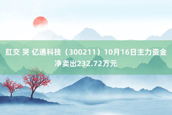 肛交 哭 亿通科技（300211）10月16日主力资金净卖出232.72万元