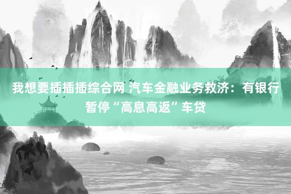 我想要插插插综合网 汽车金融业务救济：有银行暂停“高息高返”车贷