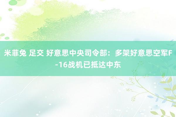 米菲兔 足交 好意思中央司令部：多架好意思空军F-16战机已抵达中东