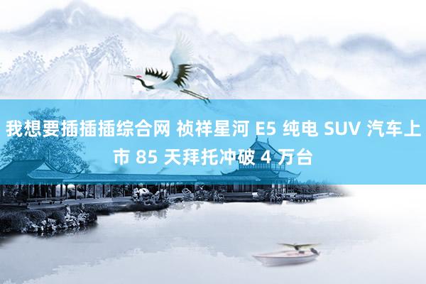 我想要插插插综合网 祯祥星河 E5 纯电 SUV 汽车上市 85 天拜托冲破 4 万台