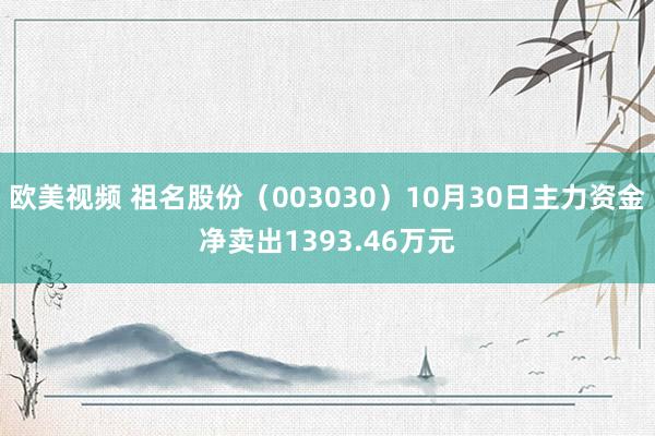 欧美视频 祖名股份（003030）10月30日主力资金净卖出1393.46万元