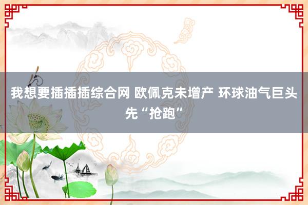 我想要插插插综合网 欧佩克未增产 环球油气巨头先“抢跑”