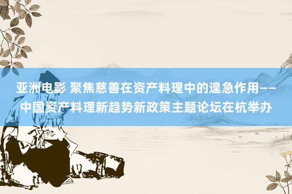 亚洲电影 聚焦慈善在资产料理中的遑急作用——中国资产料理新趋势新政策主题论坛在杭举办