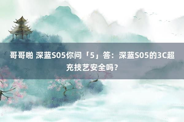 哥哥啪 深蓝S05你问「5」答：深蓝S05的3C超充技艺安全吗？