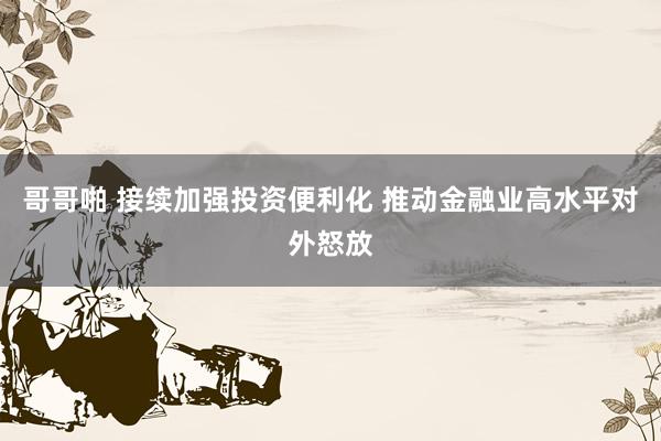 哥哥啪 接续加强投资便利化 推动金融业高水平对外怒放