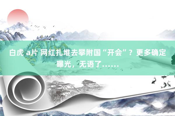 白虎 a片 网红扎堆去攀附国“开会”？更多确定曝光，无语了……