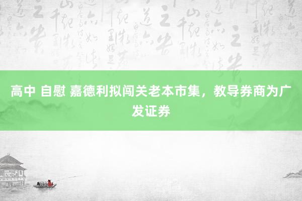 高中 自慰 嘉德利拟闯关老本市集，教导券商为广发证券