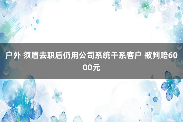 户外 须眉去职后仍用公司系统干系客户 被判赔6000元