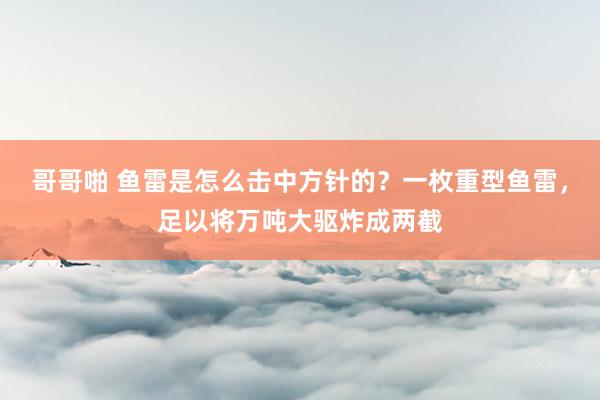 哥哥啪 鱼雷是怎么击中方针的？一枚重型鱼雷，足以将万吨大驱炸成两截