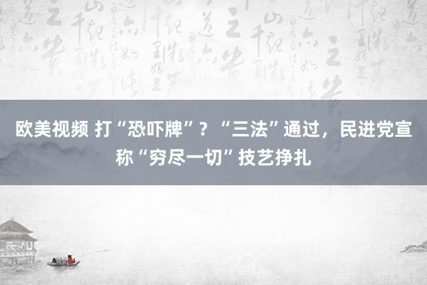 欧美视频 打“恐吓牌”？“三法”通过，民进党宣称“穷尽一切”技艺挣扎