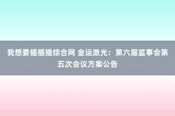 我想要插插插综合网 金运激光：第六届监事会第五次会议方案公告