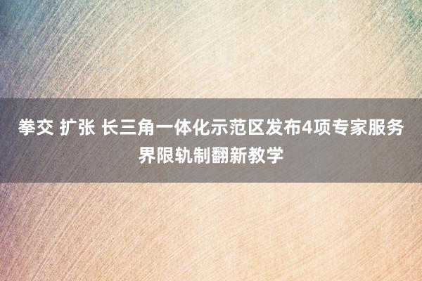 拳交 扩张 长三角一体化示范区发布4项专家服务界限轨制翻新教学