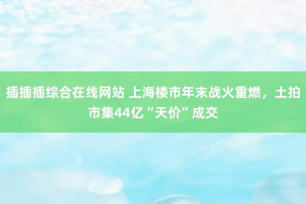 插插插综合在线网站 上海楼市年末战火重燃，土拍市集44亿“天价”成交