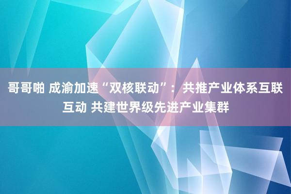 哥哥啪 成渝加速“双核联动”：共推产业体系互联互动 共建世界级先进产业集群