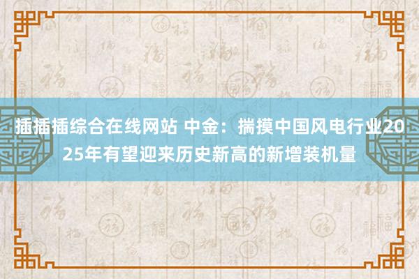 插插插综合在线网站 中金：揣摸中国风电行业2025年有望迎来历史新高的新增装机量