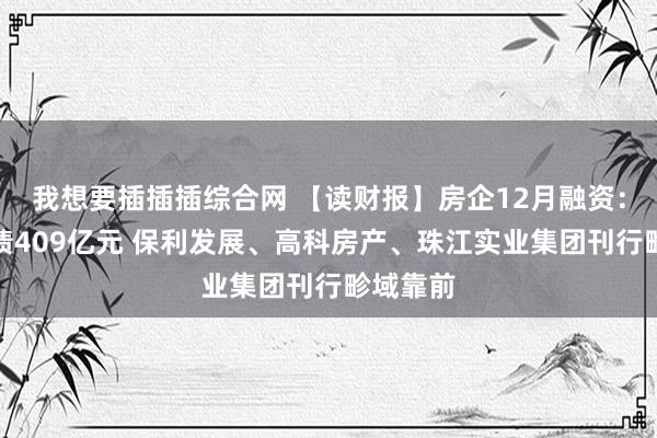我想要插插插综合网 【读财报】房企12月融资：境内发债409亿元 保利发展、高科房产、珠江实业集团刊行畛域靠前