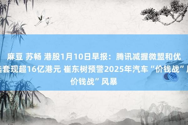 麻豆 苏畅 港股1月10日早报：腾讯减握微盟和优必选套现超16亿港元 崔东树预警2025年汽车“价钱战”风暴