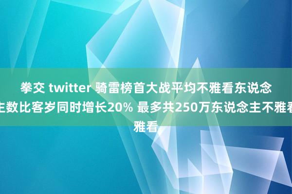 拳交 twitter 骑雷榜首大战平均不雅看东说念主数比客岁同时增长20% 最多共250万东说念主不雅看
