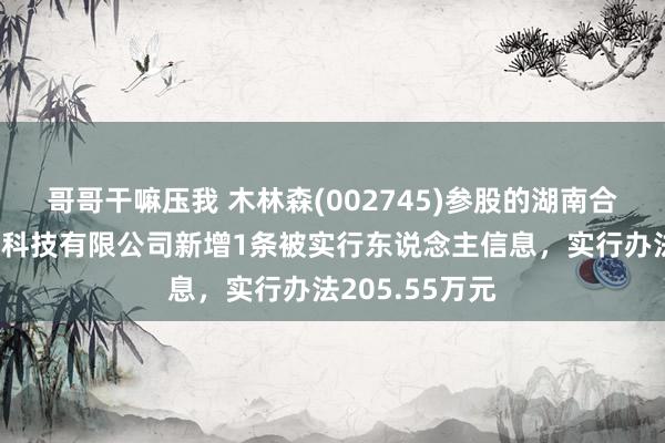 哥哥干嘛压我 木林森(002745)参股的湖南合利来贤人透露科技有限公司新增1条被实行东说念主信息，实行办法205.55万元