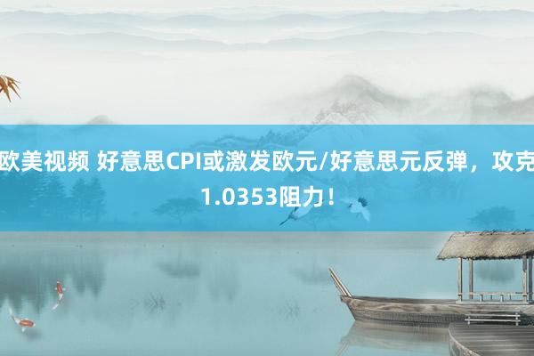 欧美视频 好意思CPI或激发欧元/好意思元反弹，攻克1.0353阻力！
