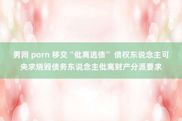 男同 porn 移交“仳离逃债” 债权东说念主可央求烧毁债务东说念主仳离财产分派要求