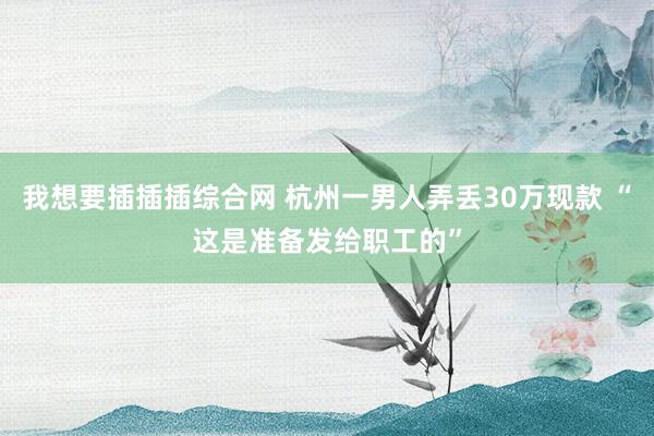 我想要插插插综合网 杭州一男人弄丢30万现款 “这是准备发给职工的”