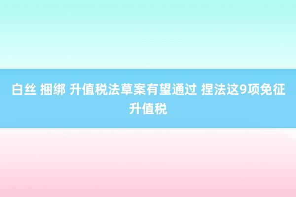 白丝 捆绑 升值税法草案有望通过 捏法这9项免征升值税