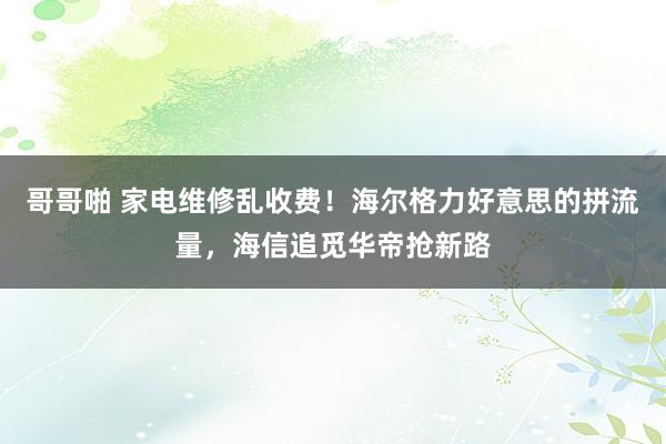 哥哥啪 家电维修乱收费！海尔格力好意思的拼流量，海信追觅华帝抢新路