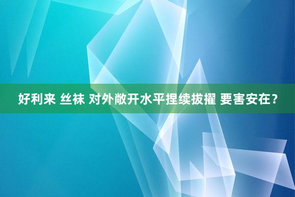 好利来 丝袜 对外敞开水平捏续拔擢 要害安在？