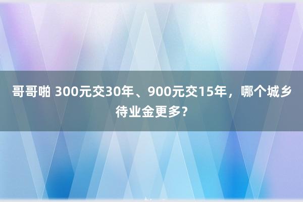 哥哥啪 300元交30年、900元交15年，哪个城乡待业金更多？