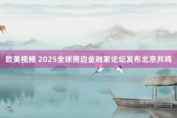 欧美视频 2025全球南边金融家论坛发布北京共鸣