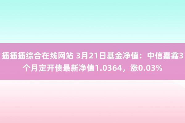 插插插综合在线网站 3月21日基金净值：中信嘉鑫3个月定开债最新净值1.0364，涨0.03%