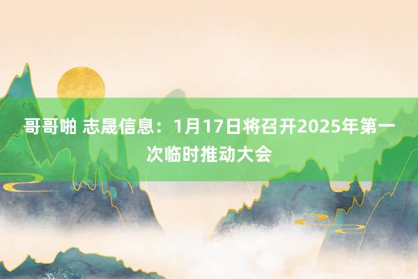 哥哥啪 志晟信息：1月17日将召开2025年第一次临时推动大会