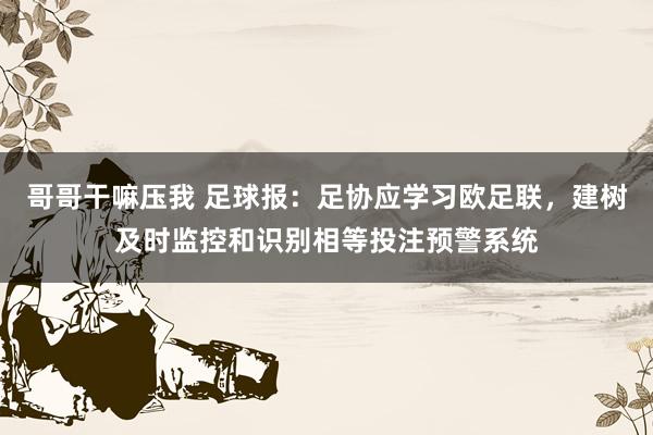 哥哥干嘛压我 足球报：足协应学习欧足联，建树及时监控和识别相等投注预警系统