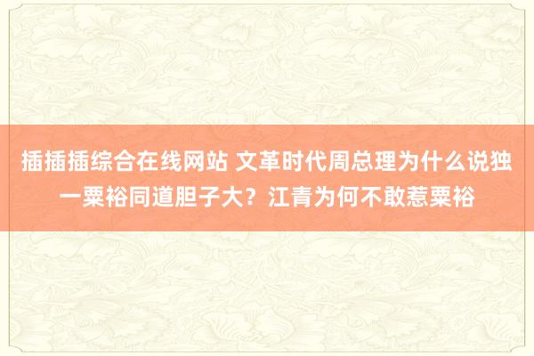 插插插综合在线网站 文革时代周总理为什么说独一粟裕同道胆子大？江青为何不敢惹粟裕