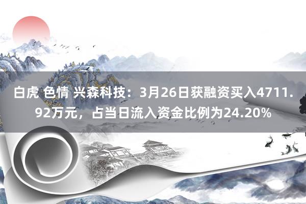 白虎 色情 兴森科技：3月26日获融资买入4711.92万元，占当日流入资金比例为24.20%