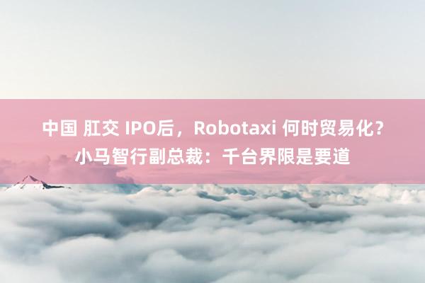 中国 肛交 IPO后，Robotaxi 何时贸易化？小马智行副总裁：千台界限是要道