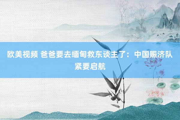 欧美视频 爸爸要去缅甸救东谈主了：中国赈济队紧要启航