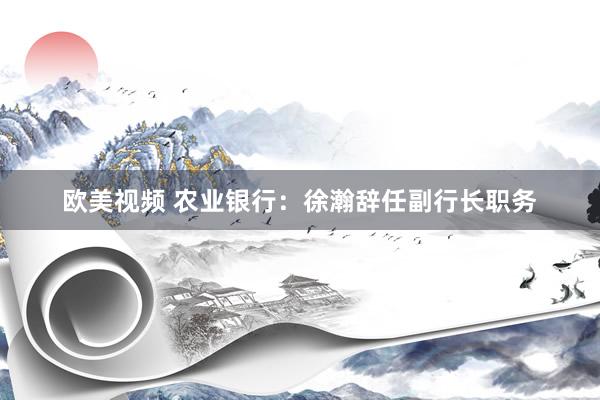 欧美视频 农业银行：徐瀚辞任副行长职务