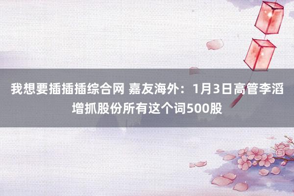 我想要插插插综合网 嘉友海外：1月3日高管李滔增抓股份所有这个词500股