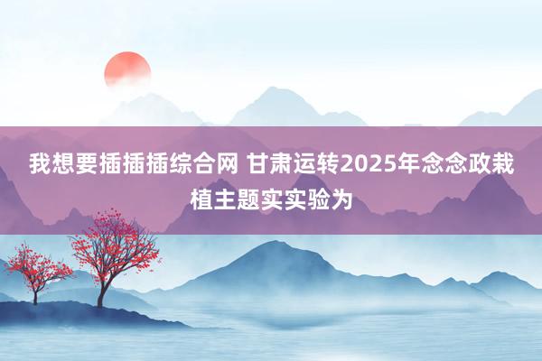 我想要插插插综合网 甘肃运转2025年念念政栽植主题实实验为
