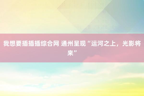 我想要插插插综合网 通州呈现“运河之上，光影将来”