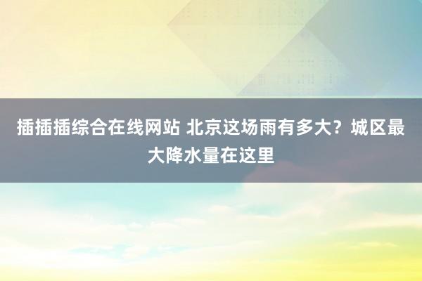 插插插综合在线网站 北京这场雨有多大？城区最大降水量在这里